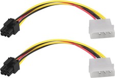 2 Pack 4Pin Molex Male To 6Pin PCIE Graphics Card Power Cord Adapter 17cm picture