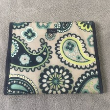 Thirty-One Organizer Tan Blue Paisley Tri-Fold I-Pad Tablet Portfolio Case picture