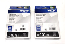 Lot 2 Brother Black Ink Cartridges LC101BK LC101 BK New 2027 OEM Read Descripti- picture