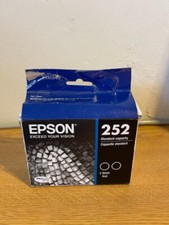 BRAND NEW (2) EPSON 252 BLACK High Capacity Ink Cartridges OPEN BOX 06/2021 picture