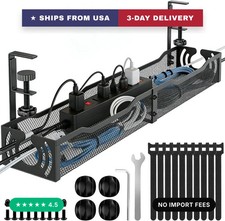 Cable Management, 25.3'' Under Desk Cable Management Tray No Drill, Metal Cable picture