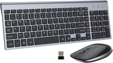 Keyboard and Mouse Wireless, USB 2.4Ghz Combo Silent Quiet Low Profile Compact F picture