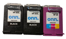 Onn Ink Cartridges • (2) Black 65XL + (1) Color 65, OPEN - USED picture