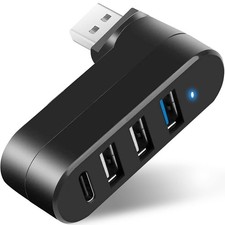 4-Port USB 3.0 Hub [90°/180° Degree Rotatable], USB Splitter with PD-in 5W USB C picture