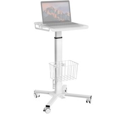 ONKRON Laptop Cart on Wheels, max 17.6 lbs, Portable Workstation, White picture