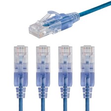 5x 30FT CAT6A RJ45 Ethernet LAN Network Patch Cable Copper 10G Slim 30AWG Blue picture