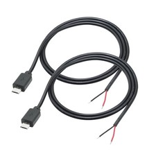 2Pcs Micro USB Male to 2 Pin Bare Wire 3FT, USB 2 Pin Open End Pigtail Power Cab picture