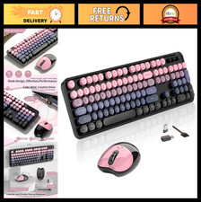 Retro Wireless Keyboard and Mouse Set, 104 Round Keycaps, Ergonomic Design, OTG, picture