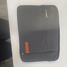 HOOP Black Fabric Laptop Sleeve Case Solid Pattern with Zipper and Brown Accent picture