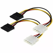 2 x IDE/Molex 4-Pin Male To Serial ATA SATA 15-Pin Female Power Adapter Cable picture