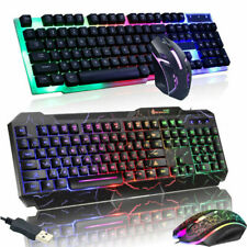 Computer Desktop Gaming Keyboard and Mouse Mechanical Feel Led Light Backlit US picture