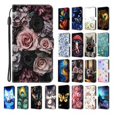 Bird Wolf Cat Flower Printed Card Wallet Cover Case For 14 12 11 13 Pro Max picture