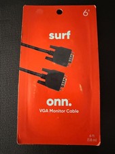 Surf Onn. VGA/SVGA Monitor Cable 6 ft Black VGA D-Sub Male to Male 1080p picture