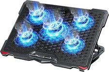 AICHESON Laptop Cooling Pad 5 Fans Up to 17.3 Inch Heavy Notebook Cooler, Blue L picture