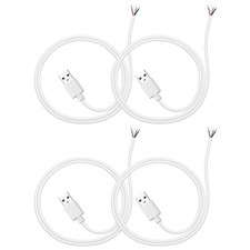 4Pcs 0.5m/1.64Ft USB Pigtail Cable, 5V 2.4A USB A to 4 Pin Bare Wires, White picture
