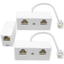 White Phone Jack Splitter 1 to 2 Phone Line Coupler Phone Coupler 1 to 2 Phone picture