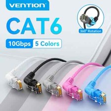 VENTION Cat6a Slim Ethernet Cable 90° 360° Rotating RJ45 10Gbps Cord picture