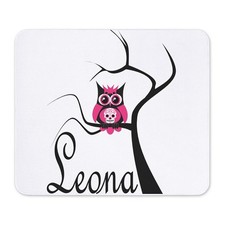 CafePress Leona Pink Sugar Skull Owl In Tree Mousepad  (664360543) picture