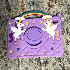 Purple Unicorn Kids Tablet Case Cover w/ Handle & Rotating Stand fits 10.3 x7.5 picture