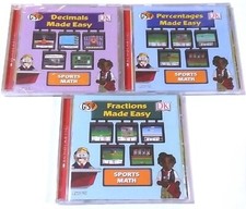 NEW - SPORTS MATH 3 CD DECIMALS PERCENTAGES & FRACTIONS MADE EASY BY SCHOLASTIC picture