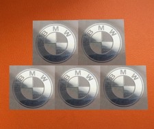 5 pcs Sticker for BMW Silver Chrome Color mirror Logo Decal Badge 30mm x 30mm picture
