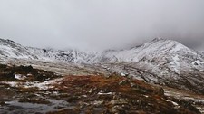 Landscape mountains winter snowy mountain overcast snow Custom Gaming Mat Desk picture