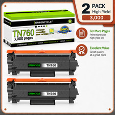 GREENCYCLE 2PK TN760 High Yield Toner for Brother HL-L2395DW MFC-L2750DWXL picture