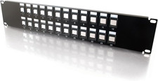 Multimedia Patch Panel 24 Port Black 2U Keystone Relay Rack Ethernet Audio Video picture