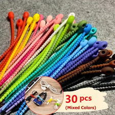Silicone Reusable Cable Organizer Tie Wire Management Zipper Storage Clip picture