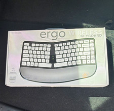 BYTECH Ergo Wireless Keyboard Ergonomic Wrist Rest Adjustable Angle Black/White picture