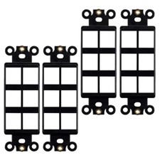 4x 6 Hole Port Keystone Jack Insert Decora Style Wall Plate Modular 1-Gang Black picture