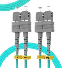 5m 16ft OM3 SC To SC Fiber Patch Cable 10GB 50/125um Multimode Duplex Aqua picture