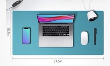 Aothia Eco PU Leather Desk Pad, Color: Turquoise,size:31.5