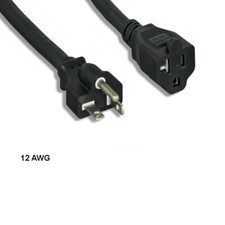 [Lot10] 15Ft 12 AWG Power Extension Cord NEMA 5-20P to 5-20R 20A/125V SJT Blk picture