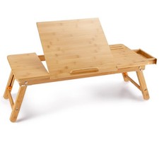 Laptop Desk Bamboo Lap Desk, Adjustable Bed Tray, Large Size picture