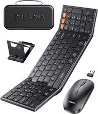 CHESONA Foldable Keyboard and Mouse Combo - Ultra Slim 600g with 2.4G+Dual Bluet picture