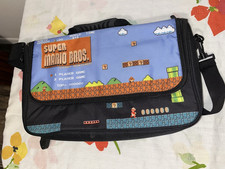 Super Mario Bros Video Game Pattern Laptop Bag Black/Blue Shoulder Strap picture