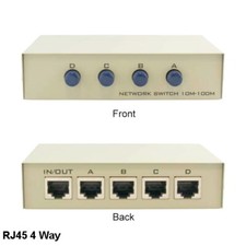 Kentek RJ45 4 Way Mini Data Transfer Switch Box Network ABCD CAT5 CAT6 Internet picture
