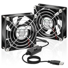 80mm x 25mm USB Fan 2 Packs 5V Small Computer Case Fan with Speed Control for... picture