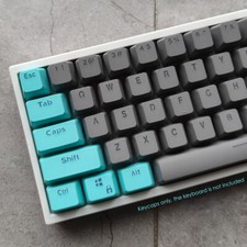 Gray Cyan Double Shot PBT Cusstomized Keycaps 104 Set for Mechanical Keyboard picture
