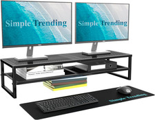2-Tier Metal Monitor Stand Riser – Dual Display Desktop Organizer with Mouse Pad picture