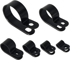 Cable Clamp 200 Pcs Black Nylon Screws Plastic R-Type Cable Clamp Clips picture
