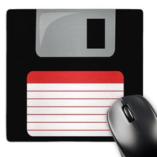 3dRose 8x8 Inch Retro 90s Floppy Disk Mouse Pad Black Red 1990s Computer Tech picture