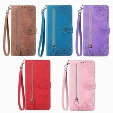 Flip Zip Flower Leather Wallet Cover Case For A17 A57 A16 A56 A25 A23 A14 A36 picture