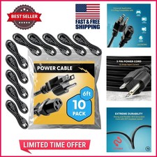 Bulk 10 Pack  Approved 6ft Power Cords - Heavy-Duty IEC C13 to NEMA 5-15P picture
