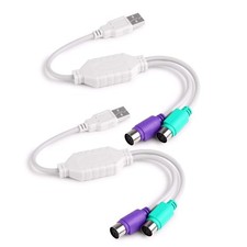 2-Pack Dual PS/2 to USB Adapter for PS/2 Port Mouse and Keyboard, Male to Female picture