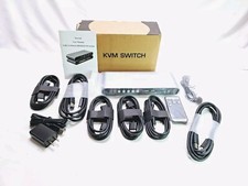 2 Computers 2 HDMI Monitors Matrix Automatic KVM Switch 4K@60Hz Hotkey Switching picture