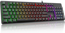 K521 Upgrade Rainbow LED Gaming Keyboard, 104 Keys Wired Mechanical Feeling Keyb picture