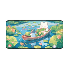 Cute Kawaii Bear Lotus Pond Desk Mat Large Mouse Pad Gaming Decor picture