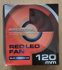 Masscool BLD-12025V1R LED Case Fan 120mm Ball Bearing Red LED 1500 RPM 3 & 4 Pin picture